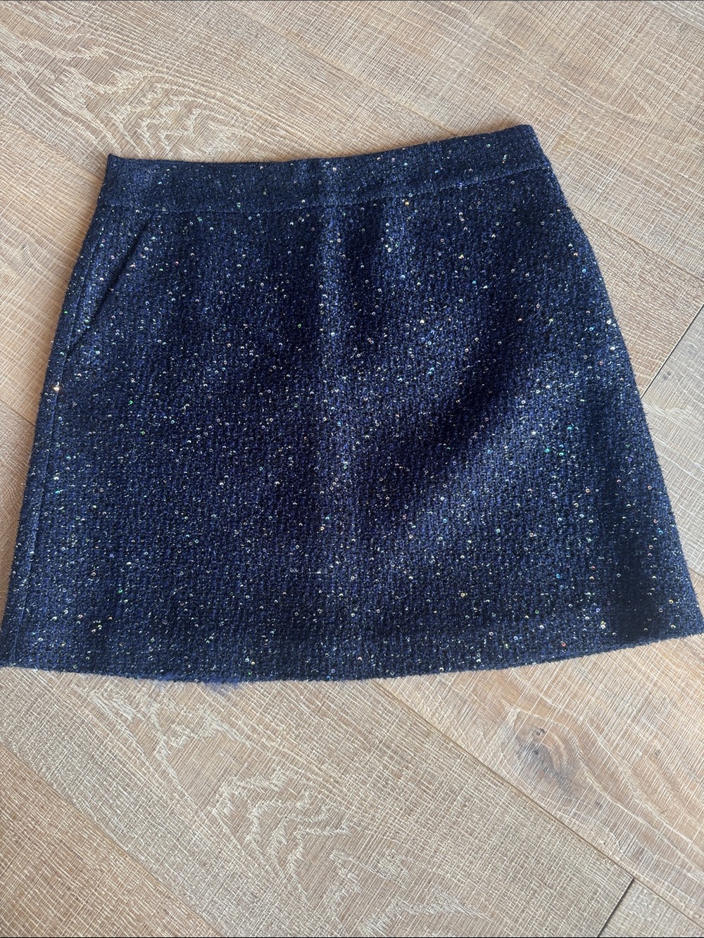 LOFT Navy Mini Skirt with small silver sequins 6 New